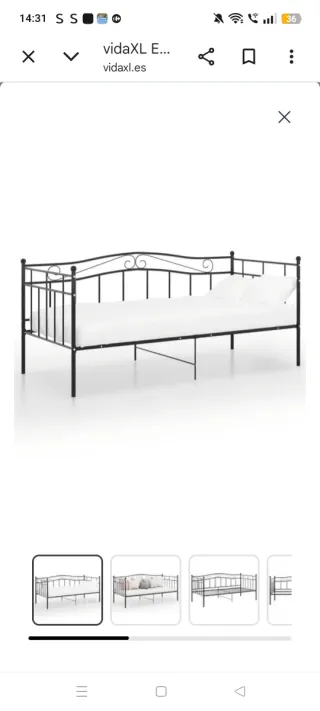 Estructura cama forja negra 90cm