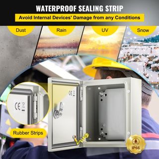 Caja de Acero NEMA, 25x20x15 cm Caja Eléctrica de Acero NEMA 4X, Impermeable y a Prueba de Polvo IP66, Caja de Conexiones Eléctricas para Uso Exterior/Interior, con Placa de Montaje