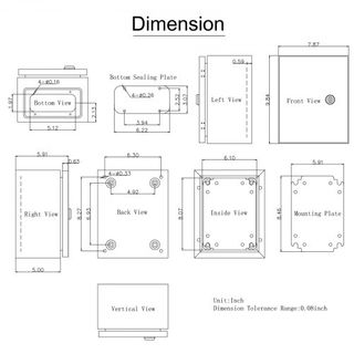 Caja de Acero NEMA, 25x20x15 cm Caja Eléctrica de Acero NEMA 4X, Impermeable y a Prueba de Polvo IP66, Caja de Conexiones Eléctricas para Uso Exterior/Interior, con Placa de Montaje