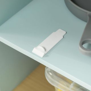 Cucina Giocattolo per Bambini 3+ Anni con Fornelli e Armadietti, Cucina Giocattolo in Acciaio Inox, Legno e PP, 72X33X85.2 Cm, Blu e Bianco