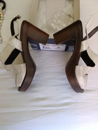 Sandalias KROC Plata Tacón Madera