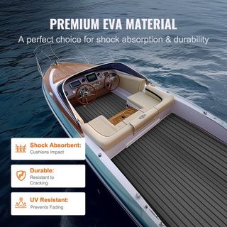 Suelo para Barcos, Cubierta de Espuma EVA 94.5" x 17.7", Suelo Autoadhesivo Antideslizante, Alfombra Marina de 11.6 sq.ft para Barcos, Yates, Pontones, Cubierta de Kayak
