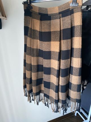 Gonna quadri lana marrone e nera