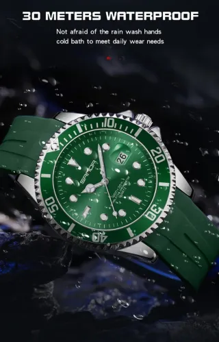 Reloj SANDA Hombre Verde y Plateado