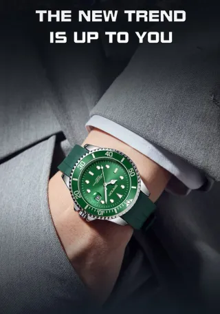 Reloj SANDA Hombre Verde y Plateado