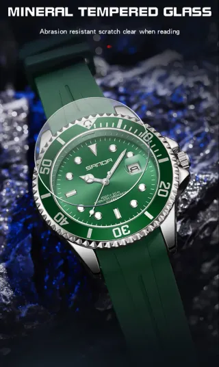 Reloj SANDA Hombre Verde y Plateado