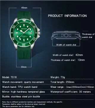 Reloj SANDA Hombre Verde y Plateado
