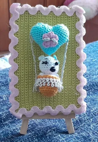 Cuadro Amigurumi Corazón y Oso