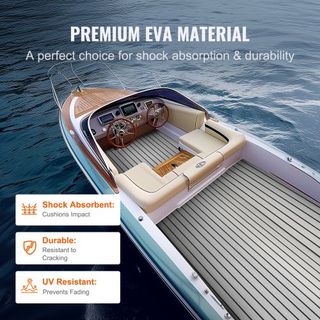 Suelo para Barcos, Cubierta de Espuma EVA 240 x 89.9 cm, Suelo Autoadhesivo Antideslizante, Alfombra Marina de 2.2 m² para Barcos, Yates, Pontones, Cubierta de Kayak