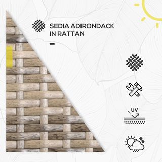 Silla de Jardín Adironrack con Brazos y Cojines, Silla de Ratán y Acero para Interiores y Exteriores, 64X80X90 Cm, Gris Oscuro