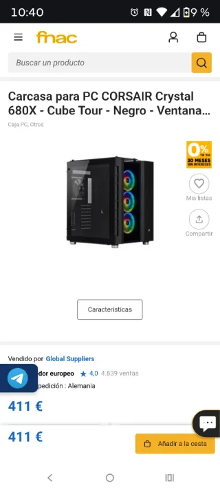Corsair Crystal 680X Torre PC carcasa ordenador