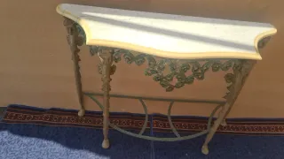 Mesa consola antigua mármol y bronce