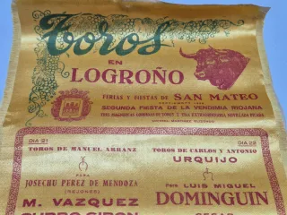 Cartel Tela Toros Logroño Fiestas Vendimia 1958
