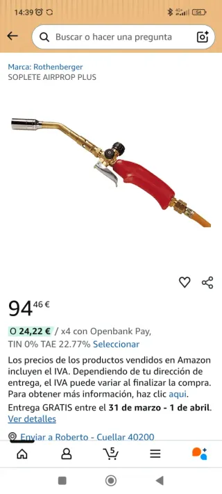 Soplete Rothenberger Airprop Plus