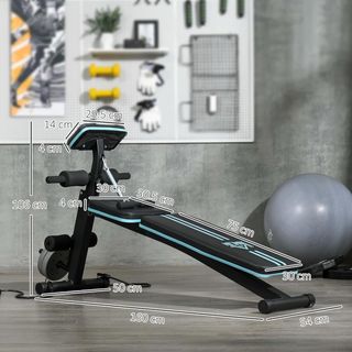 Panca da palestra pieghevole, panca addominale multifunzionale inclinabile con schienale regolabile su 7 livelli, macchina per l'estensione delle gambe, cuscino, fascia di resistenza, per l'allenamento a casa