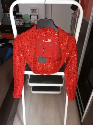 Blusa roja lentejuelas talla única