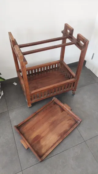 Carrito camarera con bandeja Banak madera teca