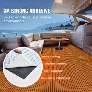 Suelo para Barcos, Cubierta de Espuma EVA 240 x 116.8 cm, Suelo Autoadhesivo Antideslizante, Alfombra Marina de 2.8 m² para Barcos, Yates, Pontones, Cubierta de Kayak