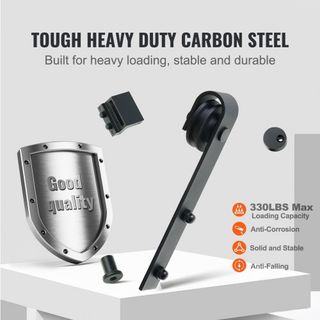 Kit de Hardware para Puerta de Granero Deslizante de 8FT, Capacidad de Carga de 149.7 kg, Kit de Pista de Puerta de Granero Pesado para Puerta Individual, Acomoda Panel de Puerta de 112.8-131.1 cm...