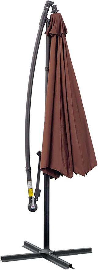 Sombrilla de Jardín 3X2.5 M con Brazo Inclinable y Manivela, de Acero y Poliéster, Marrón