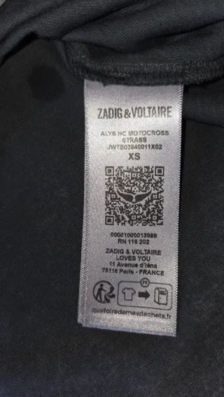 Camiseta Zadig & Voltaire gris negra Talla XS