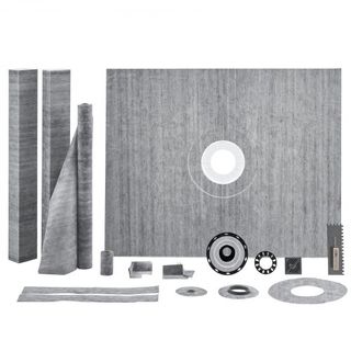 Kit doccia, base doccia 1219x1524mm con flangia ABS centrale da 50,8mm, membrana impermeabile, griglia in acciaio inossidabile, aste per base doccia da bagno