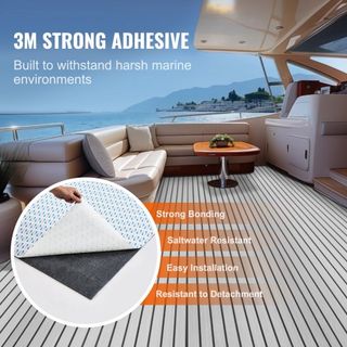 Suelo para Barcos, Cubierta de Espuma EVA 240 x 116.1 cm, Suelo Autoadhesivo Antideslizante, Alfombra Marina de 2.78 m² para Barcos, Yates, Pontones, Cubierta de Kayak