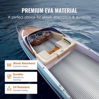Suelo para Barcos, Cubierta de Espuma EVA 240 x 116.1 cm, Suelo Autoadhesivo Antideslizante, Alfombra Marina de 2.78 m² para Barcos, Yates, Pontones, Cubierta de Kayak