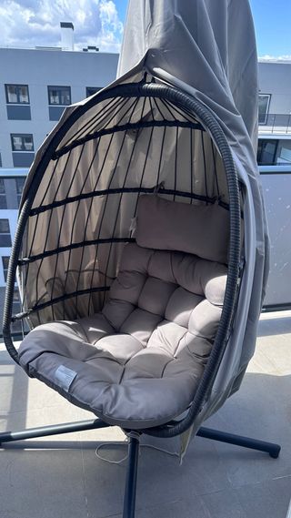 Columpio Huevo Ratán Exterior + funda protectora