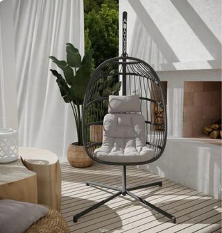 Columpio Huevo Ratán Exterior + funda protectora