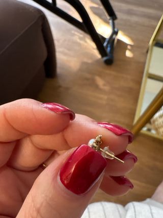 Pendientes oro perla y circonitas