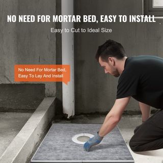 Kit doccia, base doccia 914x914mm con scarico centrale da 160mm, kit installazione doccia EPS leggero con 2 tele impermeabili, aste per base doccia per bagno