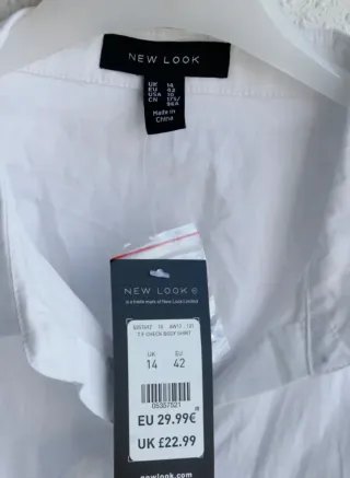 Camisa blanca cuadros gris Talla M NUEVA
