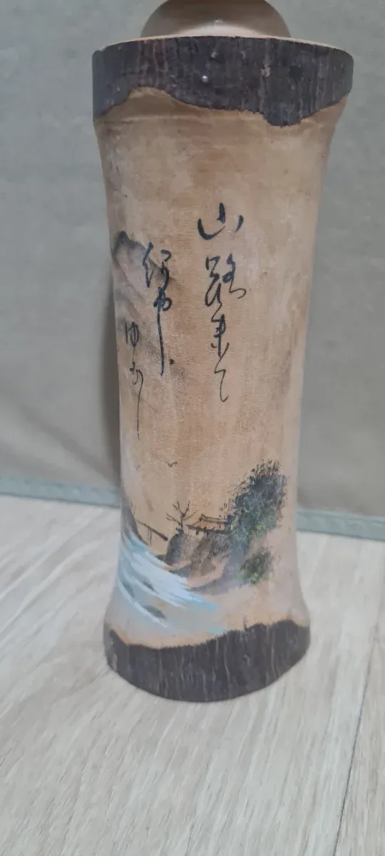 Muñeca Kokeshi Sosaku con paisaje, era Showa 24 cm