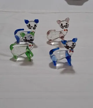 4 gattini in vetro decorato