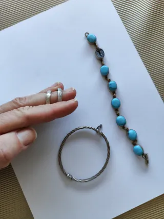 Lote mixto 2 pulseras y 2 anillos plata sin marca