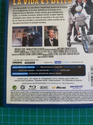 Blu-ray La Vida es Bella DESCATALOGADA