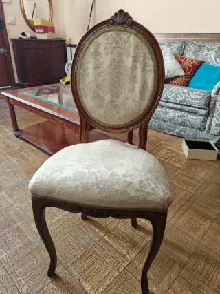 Silla antigua vintage madera tapizada
