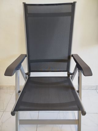 Amazon Basics Silla para exteriores ajustable en 5 posiciones, 2 Unidad, 69 D x 60.5 W x 110 H cm, Gris