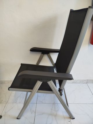 Amazon Basics Silla para exteriores ajustable en 5 posiciones, 2 Unidad, 69 D x 60.5 W x 110 H cm, Gris