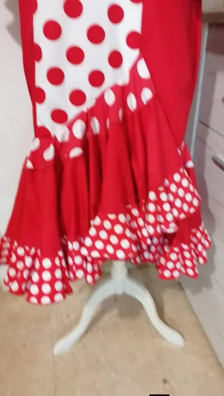 Vestido Flamenca Rojo y Blanco Lunares