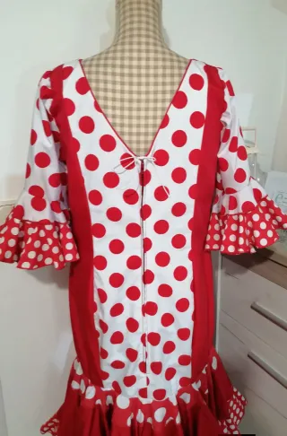 Vestido Flamenca Rojo y Blanco Lunares