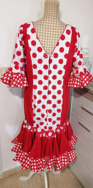 Vestido Flamenca Rojo y Blanco Lunares
