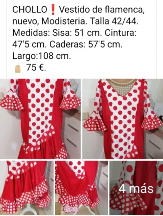 Vestido Flamenca Rojo y Blanco Lunares