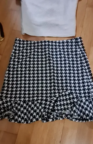 Falda estampada pata de gallo o conjunto