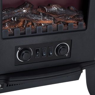 Estufa Eléctrica de Pie Potencia 1000W / 2000W Con Efecto Llama Brillo Regulable, Chimenea Eléctrica Con Temperatura Regulable y Protección Contra Sobrecalentamiento, 39X23X56.5Cm, Negro