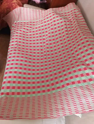 Mantel Algodón Cuadros Rosa y Verde