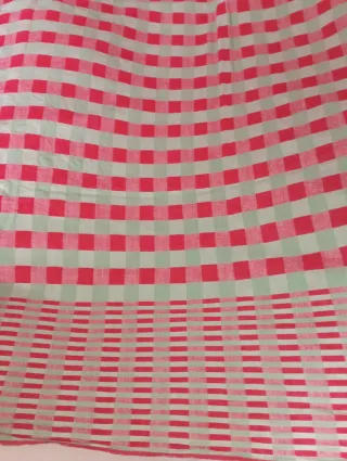 Mantel Algodón Cuadros Rosa y Verde