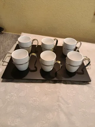 Set 6 Tazze Porcellana e Metallo