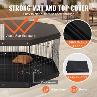 Parco per cani, 8 pannelli metallici pieghevoli, con coperchio superiore e imbottitura inferiore, altezza 61 cm, recinzione per animali domestici di piccola e media taglia, ideale per uso interno ed esterno, include...
